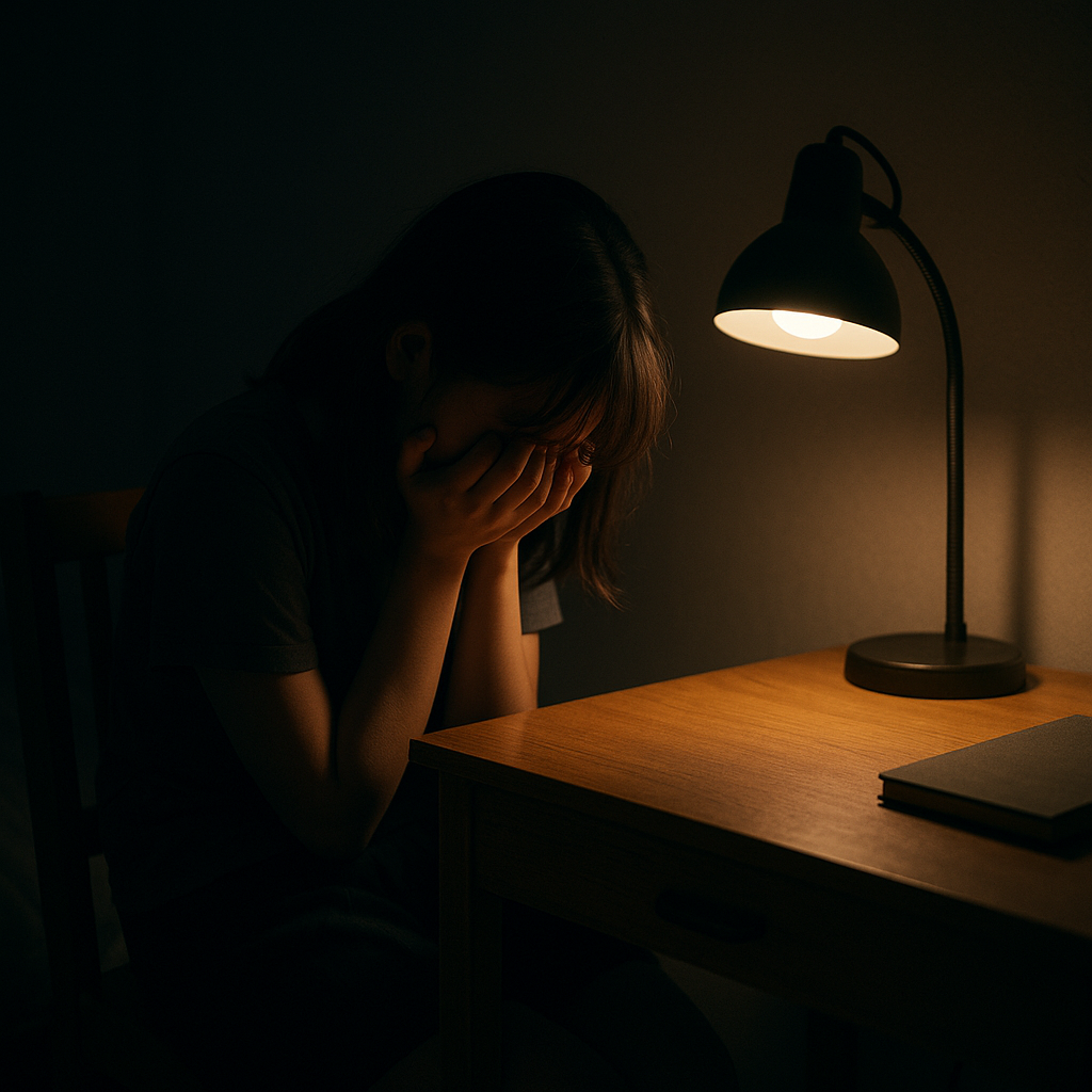 울고있는여중생